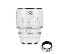 Obiettivo cinematografico manuale professionale full frame 7artisans 35 mm T2.1 serie Infinte, compatibile con attacco EF per fotografia e riprese video, bianco
