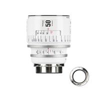 Obiettivo cinematografico manuale professionale full frame 7artisans 50 mm T2.1 serie Infinte, compatibile con attacco PL per fotografia e riprese video, bianco