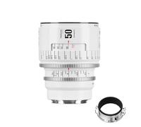 Obiettivo cinematografico manuale professionale full frame 7artisans 50 mm T2.1 serie Infinte, compatibile con attacco EF per fotografia e riprese video, bianco