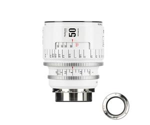 Obiettivo cinematografico manuale professionale full frame 7artisans 50 mm T2.1 serie Infinte, compatibile con attacco PL per fotografia e riprese video, bianco