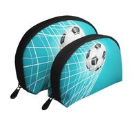 Obiettivo di calcio Vincere il calcio, Borsa per trucco a conchiglia Portamonete da donna Borsa da toilette piccola Borsa per cosmetici 2 pezzi