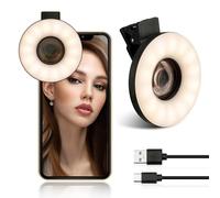 Obiettivo macro da 37 mm per iPhone e Android con mini anello di luce a clip