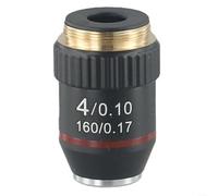 Obiettivo per microscopio con aberrazione cromatica e sferica corretta per lunghezza del tubo da 160 mm, ingrandimenti 4X, 20X, 40X, 60X, 100X (4X)