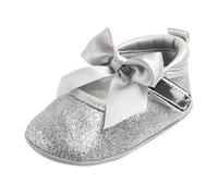 OBiQuzz Baby Spring Summer and Autumn Shiny Shoes Bow Baby Shoes Soft Bottom Non Slip Singole Scarpe Invernali Bambino 12 18 Mesi, argento, 15 EU