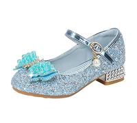 OBiQuzz Bambino neonato ragazza vestito décolleté glitter paillettes principessa bowknot tacco basso scarpe da ballo sandali per bambini, Blu, 29 EU