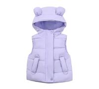 OBiQuzz Boys And Girls Autumn And Winter Solid Color Hooded Outside Wear Down Cotton Vest Ears Shoulders Boy 98 Abbigliamento, Lilla, 6-7 Jahre