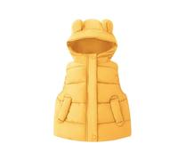 OBiQuzz Boys And Girls Autumn And Winter Solid Color Hooded Outside Wear Down Cotton Vest Ears Shoulders Boy 98 Abbigliamento, giallo., 2-3 Jahre