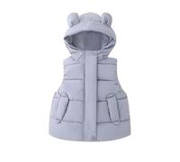 OBiQuzz Boys And Girls Autumn And Winter Solid Color Hooded Outside Wear Down Cotton Vest Ears Shoulders Boy 98 Abbigliamento, Blu, 2-3 Jahre