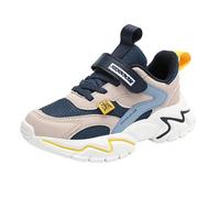 OBiQuzz Boys Spring Summer Autumn and Winter Mesh Breathable Adjustable Shoelaces Medium and Large Children's Casual Sports Shoes Baby Boy Sneaker, Blu scuro, 33.5 EU