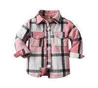 OBiQuzz Camicia per bambini, giacca per le mezze stagioni, giacca autunnale con bottoni, giacca invernale leggera, calda, traspirante, per il tempo libero, classica e comoda, Colore: rosa., 160
