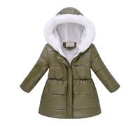 OBiQuzz Cappotto invernale da ragazza: giacca invernale lunga con collo in pelliccia, giacca con cappuccio, slim fit, per attività all'aria aperta, in tinta unita, calda giacca sportiva, comoda per