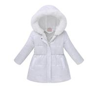 OBiQuzz Cappotto invernale da ragazza: giacca invernale lunga con collo in pelliccia, giacca con cappuccio, slim fit, per attività all'aria aperta, in tinta unita, calda giacca sportiva, comoda per