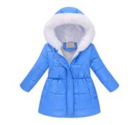 OBiQuzz Cappotto invernale da ragazza: giacca invernale lunga con collo in pelliccia, giacca con cappuccio, slim fit, per attività all'aria aperta, in tinta unita, calda giacca sportiva, comoda per