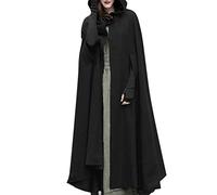 OBiQuzz Cappotto lungo da donna, maxi mantello con cappuccio, poncho, cappello, maglione a maglia lungo, invernale, trench, outwear Halloween, capo, carnevale, adulti, cosplay, feste, Nero , M