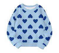 OBiQuzz Felpa per ragazze Cute Heart Printed Crewneck Kids Sweaters Children Casual Fashion Outfit Felpa Baby Girl 74, Blu, 12-18 Monate