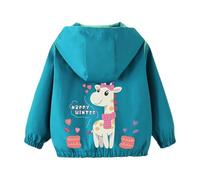 OBiQuzz Giacca impermeabile per bambini, con cappuccio, impermeabile, con stampa 3D, impermeabile, traspirante, per le mezze stagioni, antivento, per le escursioni, campeggio, per ragazzi, verde, 100