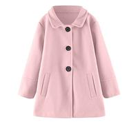 OBiQuzz Giacca invernale da ragazza, cappotto di lana con bottoni, giacca da mezza stagione, leggera, comoda, per attività all'aria aperta, tinta unita, giacca sportiva classica, casual, per tutti i