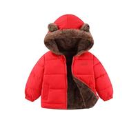 OBiQuzz Giacca invernale per bambini, calda, per le mezze stagioni, foderata in pile, trapuntata con cappuccio, a maniche lunghe, per attività all'aria aperta, leggera, con orecchie d'orso, Colore