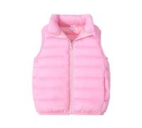 OBiQuzz Gilet trapuntato per bambini, leggero, invernale, caldo, senza maniche, con colletto alto, per attività all'aria aperta, antivento, tinta unita, classico, per il tempo libero, Colore: rosa
