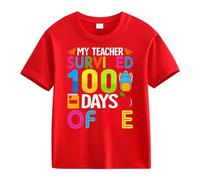 OBiQuzz Girls and Boys Casual Short Sleeved T Shirt 100 Days of School Opening 100 Days Anniversary Personality Loose Short Sleeved Baby Papillon rosso, Colore: rosso, 4-5 Jahre