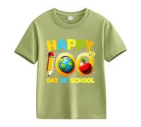 OBiQuzz Girls and Boys Casual Short Sleeved T Shirt 100 Days of School Opening 100 Days Anniversary Personality Loose Short Sleeved Abbigliamento Donna, Ag., 10-11Years