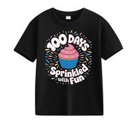 OBiQuzz Girls and Boys Casual Short Sleeved T Shirt 100 Days of School Opening 100 Days Anniversary Personality Loose Short Sleeved Tunica indiana, Nero , 10-11Years