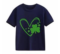 OBiQuzz Girls and Boys Casual Short Sleeved T Shirt St Day Middle and Large Children's Retro Personality 2D Printing Children's Loose Short Sleeved Blusa da donna, Blu marino, 3-4 Jahre