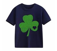 OBiQuzz Girls and Boys Casual Short Sleeved T Shirt St Day Middle and Large Children's Retro Personality 2D Printing Children's Loose Short Sleeved Manica Lunga Nero 140, Blu marino, 3-4 Jahre