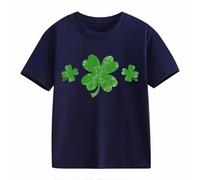 OBiQuzz Girls and Boys Casual Short Sleeved T Shirt St Day Middle and Large Children's Retro Personality 2D Printing Children's Loose Short Sleeved Pullover per ragazze, Blu marino, 8-9 Jahre