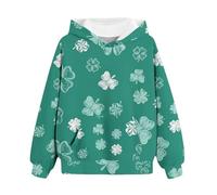 OBiQuzz Girls and Boys Felpa con cappuccio Spring and Autumn St Day Personized 3D Printing Retro Casual Felpa con tasche per bambini 86, verde, 9-11 Jahre