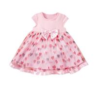 OBiQuzz Gonne nere per ragazze Holiday Dress a maniche corte in rete Love Cute Dresses Adolescente Ragazza, Colore: rosa., 6-7 Jahre