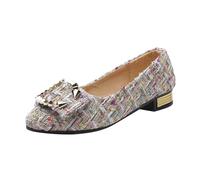 OBiQuzz Loafer - Scarpe da donna a quadri, eleganti ballerine da donna, ballerina, scarpe basse, scarpe da sposa, slip on Pumps Mary Jane, beige., 41