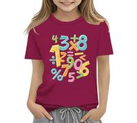 OBiQuzz Nicki Maglione da donna Math Kids T Shirt Number Day 2025 School Math Day Top Number Day T Shirts Math Lovers Donna, Vino, 6-7 Anni