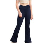 OBiQuzz Pantaloni da ragazza a vita alta leggings atletici casual pantaloni sportivi jazz latin dance collant bambino rullo, Blu marino, 9-10 Jahre