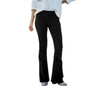 OBiQuzz Pantaloni in velluto a coste, da donna, a vita alta, colore nero, slim fit, a corde, dritti, elasticizzati, per il tempo libero, skinny, Z01nero, M