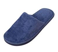 OBiQuzz Pantofole da uomo invernali, morbide pantofole in peluche, morbide e calde, graziose pantofole per la casa, per interni, calde e antiscivolo, per la casa, chiuse, Blu marino, 44/45 EU