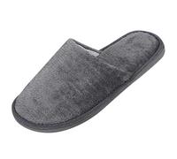 OBiQuzz Pantofole da uomo invernali, morbide pantofole in peluche, morbide e calde, graziose pantofole per la casa, per interni, calde e antiscivolo, per la casa, chiuse, grigio., 44/45 EU