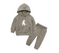 OBiQuzz Ragazze Middle and Large Children Christmas Fleece Warm Thickened Dinosaur Printing Sweater Pants Two Piece Sports Suit Baby Costume Ragazza, cachi, 2-3 Jahre