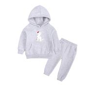 OBiQuzz Ragazze Middle and Large Children Christmas Fleece Warm Thickened Dinosaur Printing Sweater Pants Two Piece Sports Suit Baby Costume Ragazza, grigio scuro, 1-2 Jahre