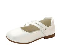 OBiQuzz Scarpe da ragazza in pelle, scarpe singole, per bambini, scarpe da ballo da ragazza, scarpe da performance sotto vestito, bianco, 26 EU