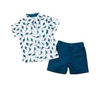 OBiQuzz Set di magliette a forma di dinosauro, a maniche corte, colore blu, piccolo dinosauro, set di abbigliamento per bambini, Blu, 5-6 Jahre