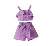 OBiQuzz Set di top e pantaloncini estivi per bambini, 6, 12, 18, 24 mesi, 2t, 3t, 4t, Lilla, 3-4 Jahre