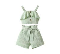 OBiQuzz Set di top e pantaloncini estivi per bambini, 6, 12, 18, 24 mesi, 2t, 3t, 4t, verde, 4-5 Jahre