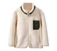 OBiQuzz Teddy, giacca in pile per bambini, calda giacca invernale con chiusura lampo, leggera, morbida, traspirante, casual, per tutti i giorni, beige., 180