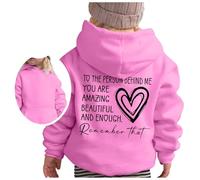 OBiQuzz to The Person Behind ME - Felpa con cappuccio stampata e invernale, casual, con cappuccio, colore: Nero, Colore: rosa., 11-12 Jahre