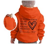 OBiQuzz to The Person Behind ME - Felpa con cappuccio stampata e invernale, casual, con cappuccio, colore: Nero, Colore: arancione., 7-8 Jahre