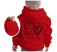 OBiQuzz to The Person Behind ME - Felpa con cappuccio stampata e invernale, casual, con cappuccio, colore: Nero, Colore: rosso, 7-8 Jahre