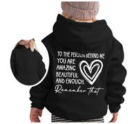 OBiQuzz to The Person Behind ME - Felpa con cappuccio stampata e invernale, casual, con cappuccio, colore: Nero, Nero , 7-8 Jahre