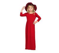 OBiQuzz Vestito da bambina sopra il ginocchio abito a maniche lunghe fisso principessa abito liquirizia, Colore: rosso, 8-9 Jahre