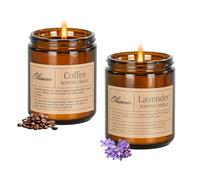Obisesio Candele 2 Pack, Candele per la casa profumata, Aromaterapia Candela Set regalo per le donne Cera di soia Lunga durata Ambra Jar Candeles regalo per Madre San Valentino (caffè e lavanda)
